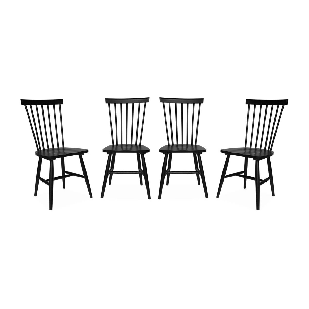 Silla de madera de hevea, set de 4 negro - 49x44x90 cm