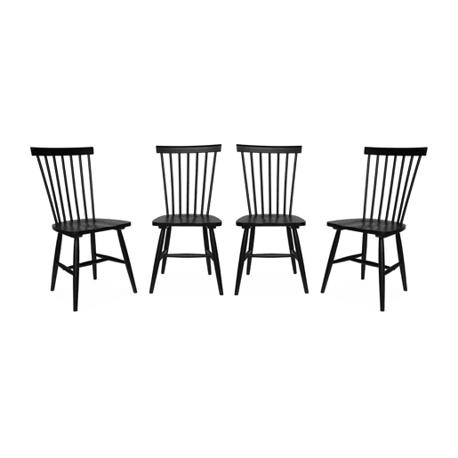 Cadeira de madeira hevea, set de 4, Romie, Preto, 49x44x90 cm