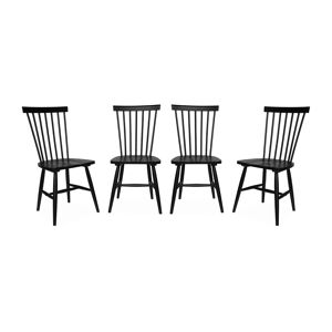 Cadeira de madeira hevea, set de 4, Romie, Preto, 49x44x90 cm