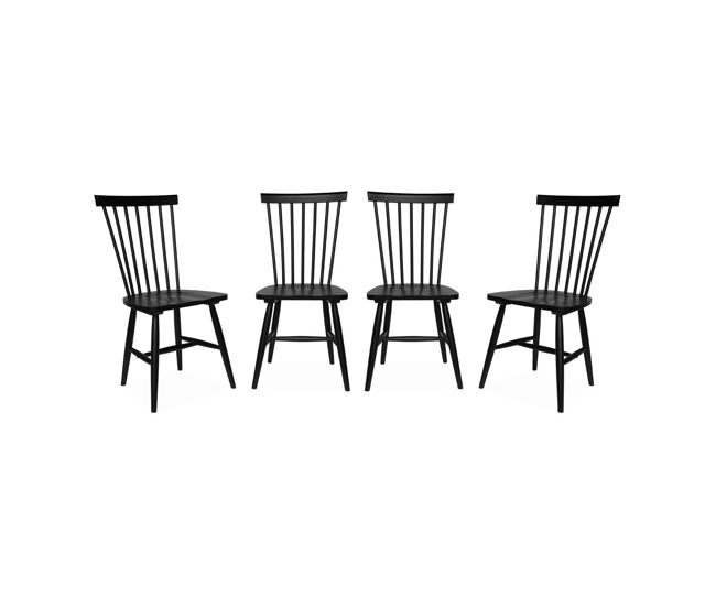 Silla de madera de hevea, set de 4 negro - 49x44x90 cm