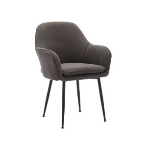 Cadeirão em veludo canelado com pernas em metal , Shella veludo, Cinza escuro, 57x59x84.5 cm