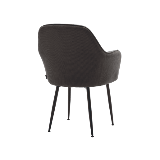 Cadeirão em veludo canelado com pernas em metal , Shella veludo, Cinza escuro, 57x59x84.5 cm