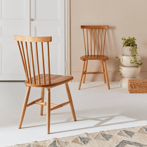 Cadeiras de madeira hevea, set de 2, Romie, Natural, 50.8x44.2x90 cm