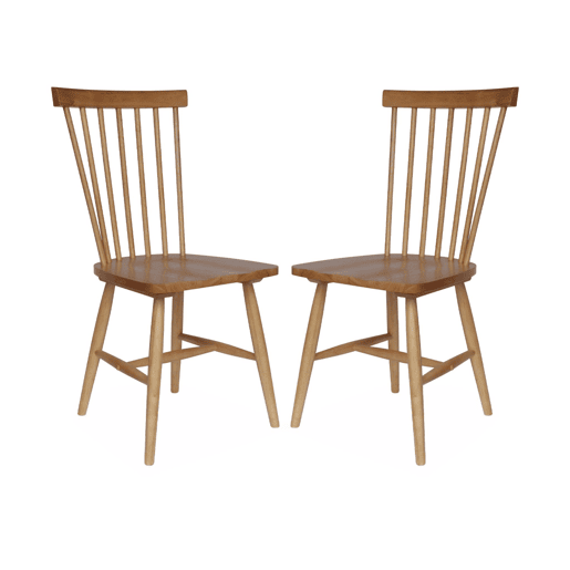 Cadeiras de madeira hevea, set de 2, Romie, Natural, 50.8x44.2x90 cm