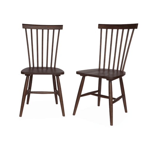 Cadeiras de madeira hevea, set de 2, Romie, Madeira escura, 50.8x44.2x90 cm