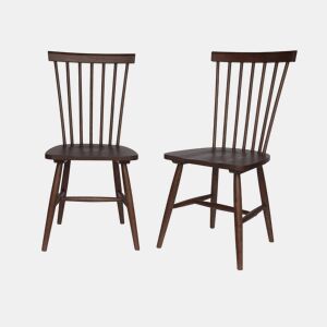 Cadeiras de madeira hevea, set de 2, Romie, Madeira escura, 50.8x44.2x90 cm