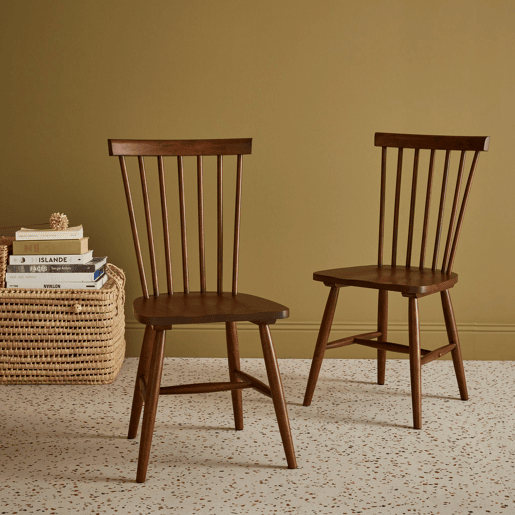 Cadeiras de madeira hevea, set de 2, Romie, Madeira escura, 50.8x44.2x90 cm
