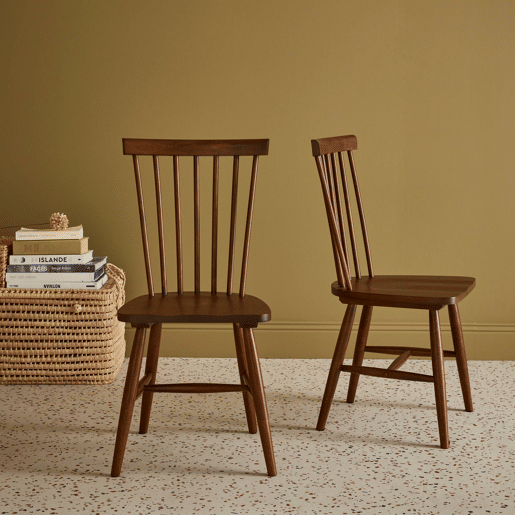 Cadeiras de madeira hevea, set de 2, Romie, Madeira escura, 50.8x44.2x90 cm