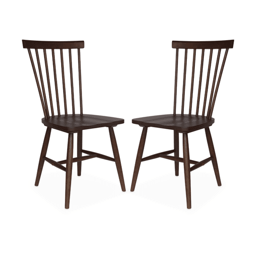 Cadeiras de madeira hevea, set de 2, Romie, Madeira escura, 50.8x44.2x90 cm