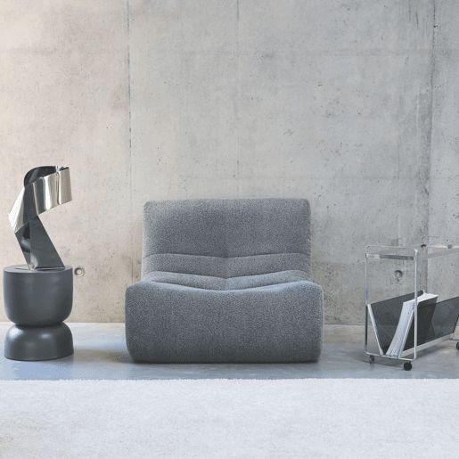 Módulo de sofá modular em boucle texturizado, 1 lugar, Sokol boucle, Cinza, 105x91x72 cm