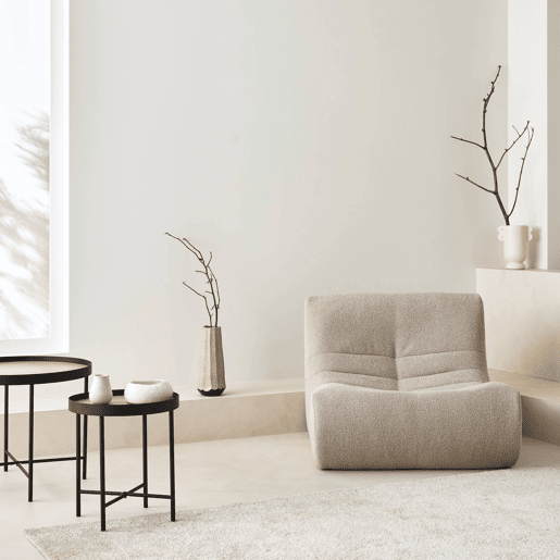 Módulo de sofá modular em boucle texturizado, 1 lugar, Sokol boucle, Beige, 105x91x72 cm