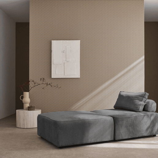 Sofá modular em tecido veludo canelado de 2 lugares, Lao, Cinza escuro, 90x90x40 cm