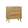 Cómoda, decoração estriada natural de 3 gavetas, Legacy, Natural, 80x45x80 cm