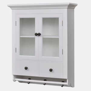 vidaXL Armário de parede para cozinha com porta de vidro branco
