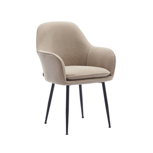 Cadeirão em veludo canelado com pernas em metal , Shella veludo, Beige, 57x59x84.5 cm