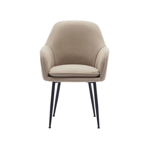 Cadeirão em veludo canelado com pernas em metal , Shella veludo, Beige, 57x59x84.5 cm