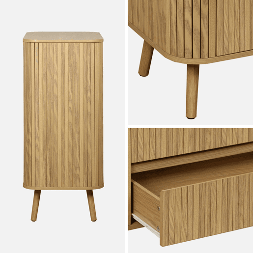 Cômoda com decoração estriada 4 gavetas, Legacy, Natural, 80x45x100 cm