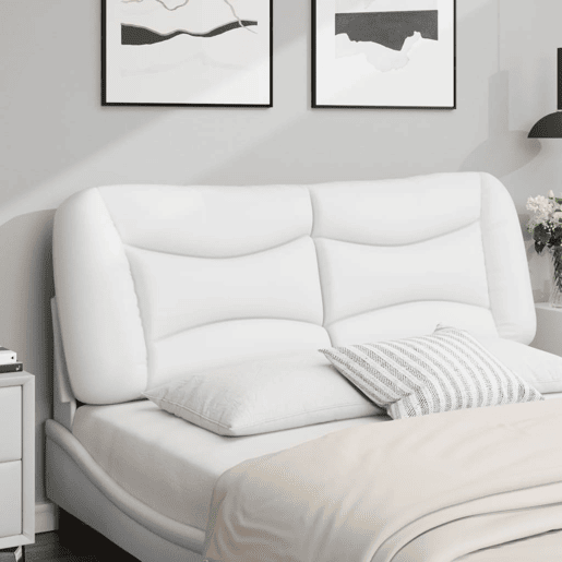 vidaXL Almofadão de cabeceira Hvar 140 cm couro artificial branco vidaXL Almofadão de cabeceira Hvar 140 cm couro artificial branco