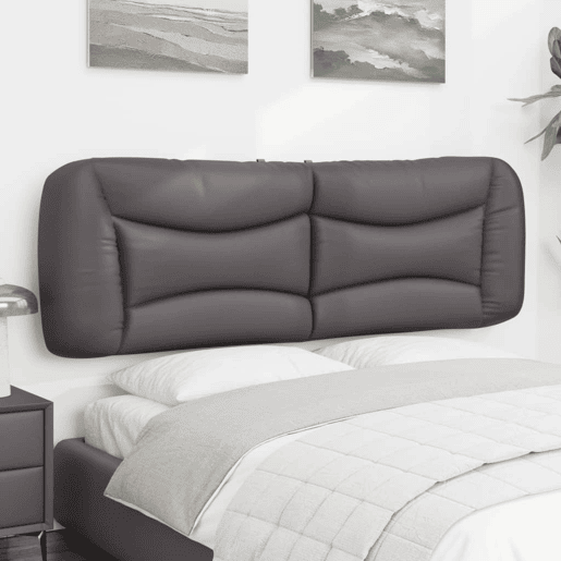 vidaXL Almofadão de cabeceira Hvar 160 cm couro artificial cinzento