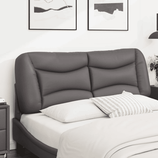 vidaXL Almofadão de cabeceira Hvar 120 cm couro artificial cinzento