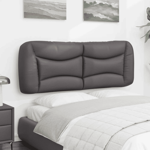 vidaXL Almofadão de cabeceira Hvar 120 cm couro artificial cinzento