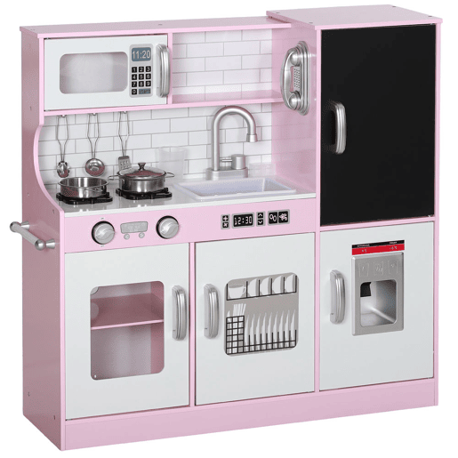 AIYAPLAY Cozinha de Brincar para Crianças acima de 3 anos Cozinha Infantil de Madeira com Acessórios Máquina de Gelo Ardósia e Telefone 83,8x26,8x81 cm Rosa AIYAPLAY Cozinha de Brincar para Crianças acima de 3 anos Cozinha Infantil de Madeira com Acessórios Máquina de Gelo Ardósia e Telefone 83,8x26,8x81 cm Rosa