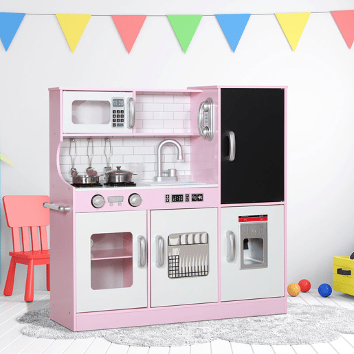 AIYAPLAY Cozinha de Brincar para Crianças acima de 3 anos Cozinha Infantil de Madeira com Acessórios Máquina de Gelo Ardósia e Telefone 83,8x26,8x81 cm Rosa AIYAPLAY Cozinha de Brincar para Crianças acima de 3 anos Cozinha Infantil de Madeira com Acessórios Máquina de Gelo Ardósia e Telefone 83,8x26,8x81 cm Rosa
