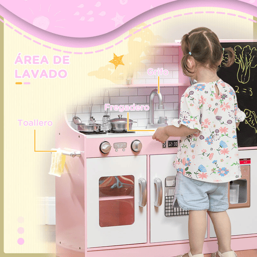 AIYAPLAY Cozinha de Brincar para Crianças acima de 3 anos Cozinha Infantil de Madeira com Acessórios Máquina de Gelo Ardósia e Telefone 83,8x26,8x81 cm Rosa AIYAPLAY Cozinha de Brincar para Crianças acima de 3 anos Cozinha Infantil de Madeira com Acessórios Máquina de Gelo Ardósia e Telefone 83,8x26,8x81 cm Rosa