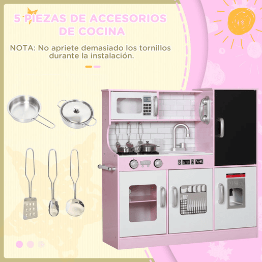 AIYAPLAY Cozinha de Brincar para Crianças acima de 3 anos Cozinha Infantil de Madeira com Acessórios Máquina de Gelo Ardósia e Telefone 83,8x26,8x81 cm Rosa AIYAPLAY Cozinha de Brincar para Crianças acima de 3 anos Cozinha Infantil de Madeira com Acessórios Máquina de Gelo Ardósia e Telefone 83,8x26,8x81 cm Rosa
