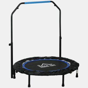 HOMCOM Trampolim Fitness Ø102 Trampolim Dobrável com Pega Ajustável em 4 Níveis Estrutura de Aço para Treino de Pernas Corpo em Casa Escritório Ginásio Azul