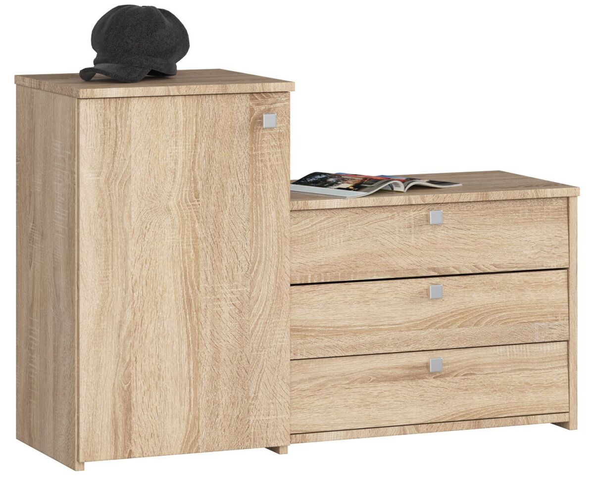 Conjunto de muebles con zapatero con 3 trampones AKORD S16 98 Madera Clara