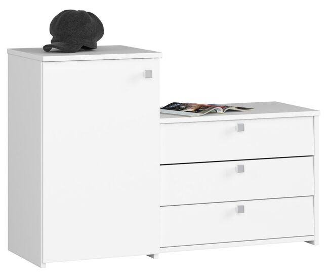 Conjunto de zapatero y cómoda akord s16 blanco 98,4 cm 4 puertas color blanco mate 5 estantes 98,4x33x68 cm