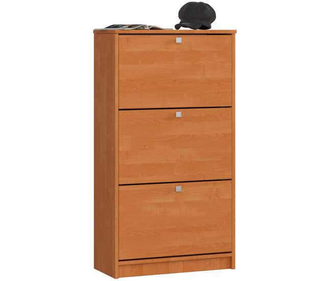 Zapatero con 3 compartimentos akord aliso 60 cm 3 puertas basculantes frente en color aliso 60x28,5x113 cm
