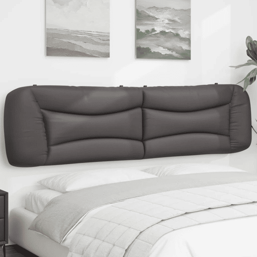 vidaXL Almofadão de cabeceira Hvar 200 cm couro artificial cinzento vidaXL Almofadão de cabeceira Hvar 200 cm couro artificial cinzento