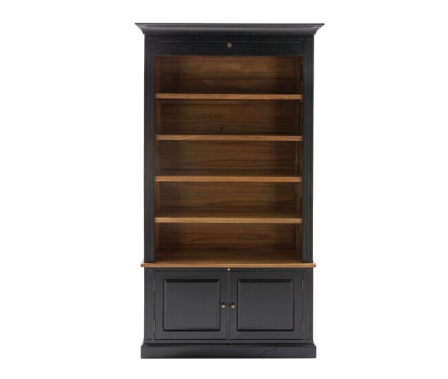 Biblioteca de 2 puertas de acacia maciza negra h240 cm - fontainebleau
