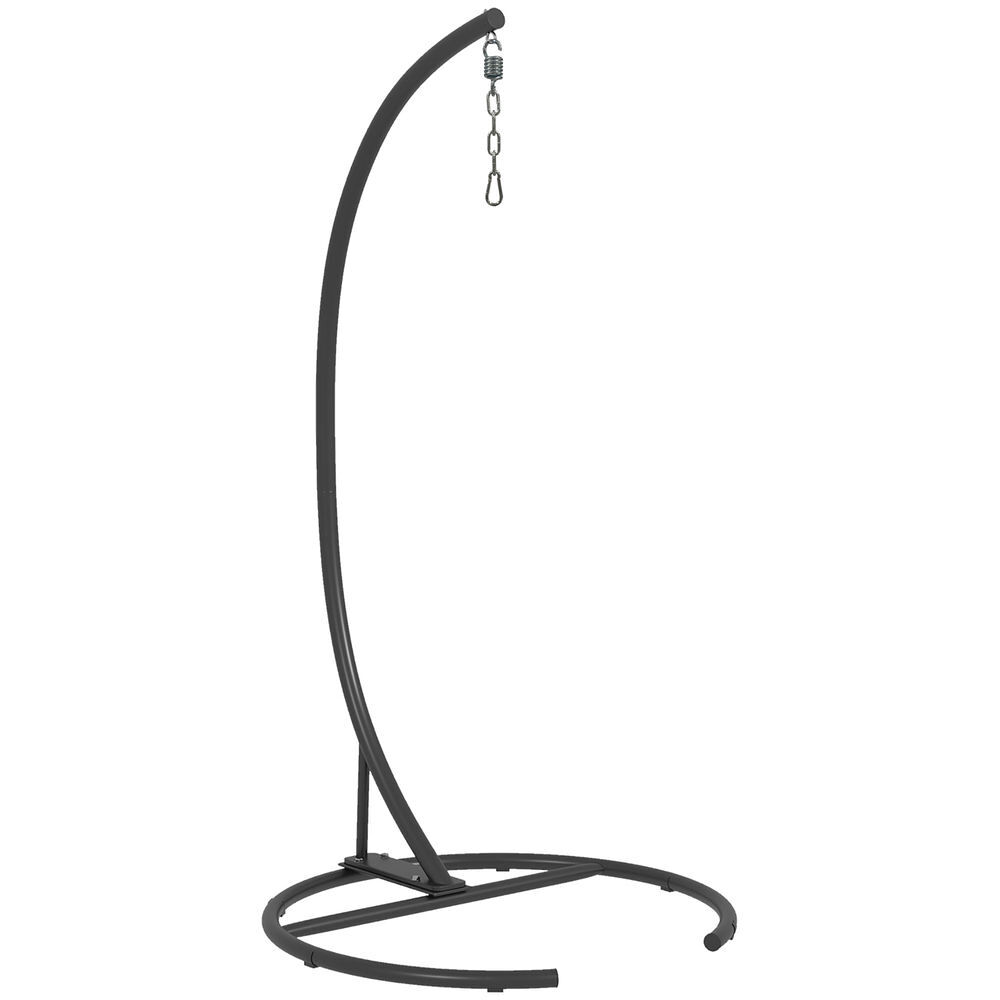 Outsunny soporte para silla colgante de huevos con base estable marco de silla de metal soporte para silla columpio para interior y exterior carga 150 kg ø102x195 cm negro