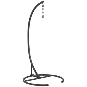 Outsunny Suporte para Cadeira Suspensa com Base Redonda Estrutura Metálica Suporte para Cadeira Suspensa para Interior e Exterior Capacidade 150 kg Ø102x195 cm Preto
