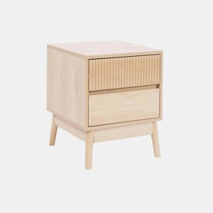 Mesa de cabeceira escandinavo de 2 gavetas, Linear, bois clair, 40x39x48 cm