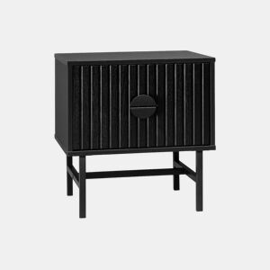 Mesa de cabeceira com efeito de madeira ranhurada, Bazalt, Preto, 48x39x50 cm