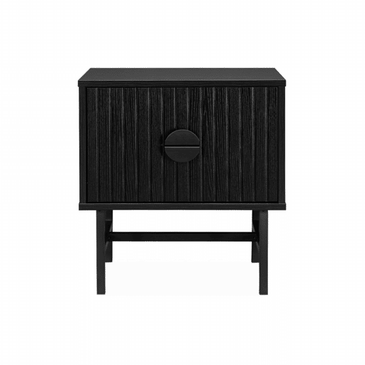 Mesa de cabeceira com efeito de madeira ranhurada, Bazalt, Preto, 48x39x50 cm