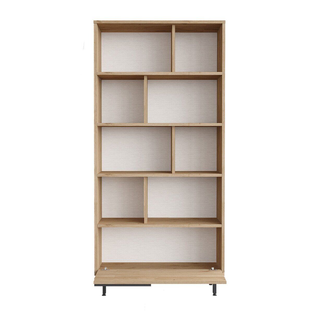 Biblioteca con 1 almacenamiento cerrado decorado en madera de nogal l83,9 cm