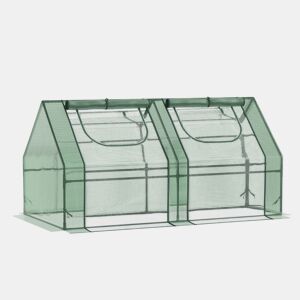 Outsunny Estufa Pequena Estufa de Exterior com Proteção Dupla Janelas e Estrutura de Aço Estufa para Cultivos de Plantas e Flores 180x90x90 cm Verde