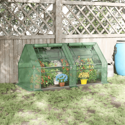 Outsunny Estufa Pequena Estufa de Exterior com Proteção Dupla Janelas e Estrutura de Aço Estufa para Cultivos de Plantas e Flores 180x90x90 cm Verde