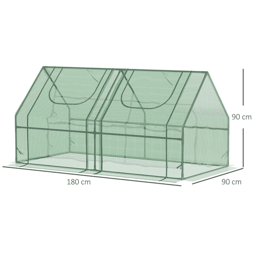 Outsunny Estufa Pequena Estufa de Exterior com Proteção Dupla Janelas e Estrutura de Aço Estufa para Cultivos de Plantas e Flores 180x90x90 cm Verde