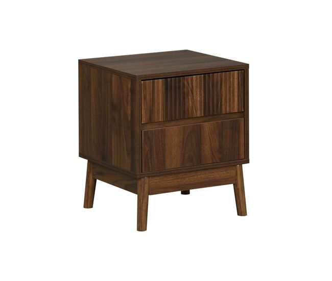 Mesita de noche con efecto madera, 2 cajones, linear, madera oscura, 40x39x48 cm