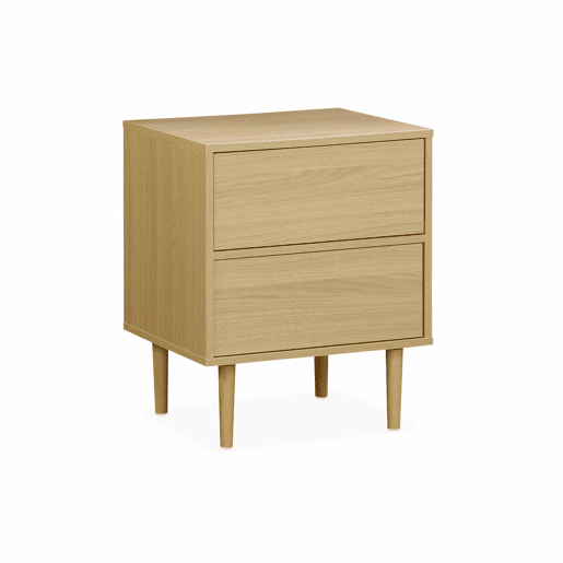 Mesa de cabeceira com efeito de madeira natural, Mika, Natural, 48x40x59 cm