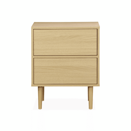 Mesa de cabeceira com efeito de madeira natural, Mika, Natural, 48x40x59 cm