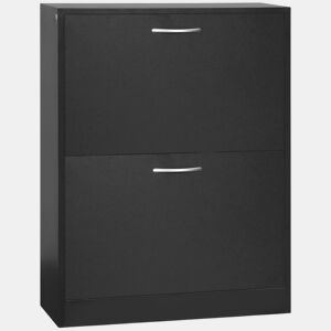 HOMCOM Sapateira de Madeira Armário para Sapatos com 2 Compartimentos para Entrada Corredor Dormitório Sala de Estar 60x24x80 cm Preto