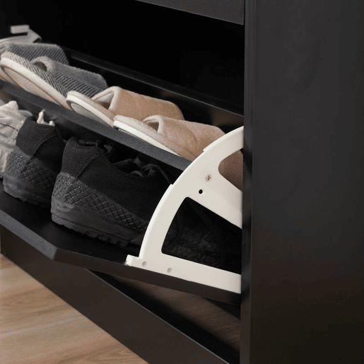 HOMCOM Sapateira de Madeira Armário para Sapatos com 2 Compartimentos para Entrada Corredor Dormitório Sala de Estar 60x24x80 cm Preto
