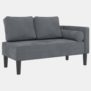 vidaXL Chaise lounge com almofadões veludo cinzento-escuro
